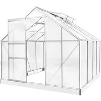 BRAST Gewächshaus ALU mit Fundament rostfrei 250x250x205cm TÜV geprüft, BxTxH: 250 x 250 x 205 cm, wetterfestes hochwertiges Aluminium, Temperaturbeständig, Wärmedämmend, Lichtbrechend & UV-stabilisiert