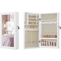 SONGMICS Schmuckschrank Spiegelschrank abschließbarer Wandschrank, platzsparender Schmuckorganizer