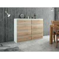 Raumhirsch Furniture Kommode, Sideboard, Kommode für das Schlafzimmer - Wohnzimmer (Maße: 138,5 × 39 × 101,5 cm, 8 Schubladen, Rollenschienen), viele Farbvarianten - Hochwertig & stabil