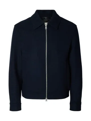 selected men - Übergangsjacke mit Wolle blau - Gr. - S