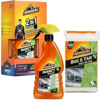 Armor All 2in1 Set Insekten-Entferner 500ml + Schwamm Kunststoffreiniger (Spar-Set, [- 2in1 Pflegeset Auto Insekten-Reiniger Teer Kot Harz Außen-Reinigung Insektenschwamm)