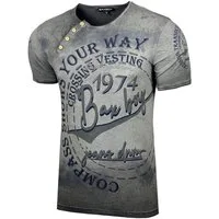 Baxboy T-Shirt Baxboy Herren Verwaschen Vintage Used Look Rundhals T-Shirt B-145