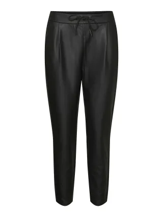 VERO MODA - VMEVA MW LOOSE STRING COATED PANT NOOS Black - Gr. - 30