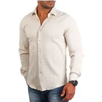 CARISMA Langarmhemd Hemd trendige Riffel Optik retro Look stretch 8596 Regular Kentkragen Langarm Uni