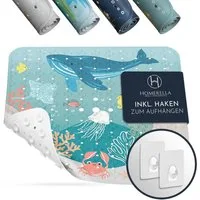 Homerella Duschmatte rutschfest Kinder - 100% BPA frei Inkl. 2 Haken zum Aufhängen 53x53cm, Antirutschmatte Dusche Baby hautintensiv & schimmelresistent, - Duscheinlage maschinenwaschbar