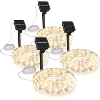 BEARWARE LED-Lichterkette Solar 10m warmweiß, Innen & Außen, Solarpanel mit Akku, 100 Leds, IP44, 2 Modis, wetterfest für Garten, Hochzeit, Balkon, Terasse uvm.