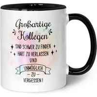 GRAVURZEILE Tasse mit Spruch - Großartige Kollegen - Abschiedsgeschenk für die Kollegen, Keramik, Farbe: Schwarz & Weiß