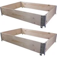BigDean Kräuterbeet 2x Hochbeet Palettenrahmen 120x80x20cm Gartenbeet Aufsatzrahmen (Set, 2 St., Palettenaufsatzrahmen), Stapelbar, Oberfläche gehobelt, Kiefer/Fichte, Langlebig
