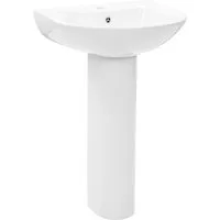 vidaXL Waschbecken Freistehendes Waschbecken mit Säule Keramik Weiß 520x440x190 mm