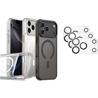 Futurea Smartphone-Hülle iPhone 17 MagSafe Schutzhülle Case mit 3x Kameraschutzglas 6,3 Zoll - 6,9 Zoll, 2x Case für Apple iPhone 17 Air, Pro, Pro Max und 3x Kameraschutzglas