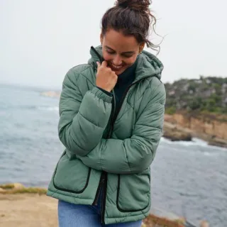 Isolierte Kapuzen-Steppjacke für Damen, Damen, size: regular, Grün, Polyester, by Lands' End
