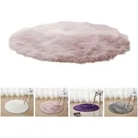 BTTO TEPP Teppich Fellteppich,Kunstfell,Weich, Hochflor Shaggy Teppiche,Runden, Rund, Durchmesser 60 cm, Wohnzimmer, Schlafzimmer, Esszimmer,Weich&Flauschig, Uni-Farben