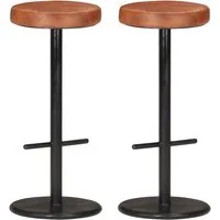 vidaXL Barhocker Barhocker 2 Stk. Braun Echtleder (2 St)