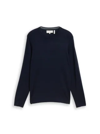 Tom Tailor - Basic Strickpullover mit Rundhalsausschnitt sky captain blue - Gr. - XXL