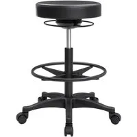 SONGMICS Arbeitshocker Bürohocker, Sitzhocker, 360° Drehstuhl, höhenverstellbar, 59,5-81 cm, ergonomischer Arbeitshocker, verstellbare Fußstütze, schwarz