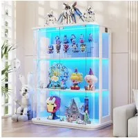 BROTTAR Glasvitrine Rund 3 Ebenen LED mit Sensor (1-St) 80×38.5×103.5cm, weiß