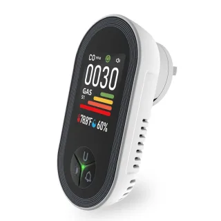 MOES 4-in-1 Plug-in Gas Detector CO Combustible Gas Monitor with Temp/Humidity Sensor Built-in Alarm Digital Display​​ P