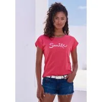 Beachtime by Lascana T-Shirt mit Frontdruck "Smile" Sommershirt aus luftiger Baumwoll-Qualität