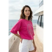 Zuckerwatte Sweatshirt 78182 mit PEACE Applikation aus weicher Baumwolle Modal Mischung