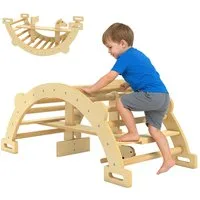 AIYAPLAY Klettergerüst, (2 in 1 Kletterbogen, 1-St., Kletterspielzeug aus Holz), für Kinder 2-4 Jahre, Indoor, Naturholz