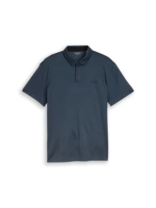 Tom Tailor - Poloshirt mit Logo-Print navy two tone pique - Gr. - L