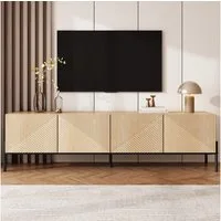 BlingBin Lowboard TV-Schrank Fernsehschrank TV-Ständer (1 St., mit 4 Türen Aufbewahrung, Geometrisches Design, 3D-Textur), 163,5 L x 40 B x 45H(cm), Natur