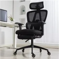 AMBINESS Bürostuhl Schreibtischstuhl, verstellbare Armlehnen & Kopfteil, 6 Modelle (Ergonomisch, stufenlos verstellbare Lendenstütze), inkl. 2 Rollensets, bis 150kg