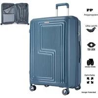 Super Solu Hartschalen-Trolley Koffer Reisekoffer XL groß 28 Zoll PP leicht erweiterbar TSA, 4 Rollen, 360° drehbar, Blau, langlebig & robuster Hartschalenkoffer