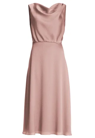 SWING - Cocktailkleid aus gehämmertem Satin mit Wasserfall Ausschnitt vintage pink - Gr. - 42