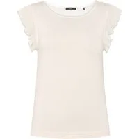 Zero Kurzarmshirt Damen Rüschen mit Perlen (1-tlg) Perlen