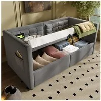 Flieks Daybett, Hydraulisches Polsterbett Schlafsofa 90x200cm mit USB & Type C