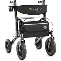 Helavo Rollator H1040, Faltbarer Outdoor Rollator mit Luftbereifung, Sitz & Lehne