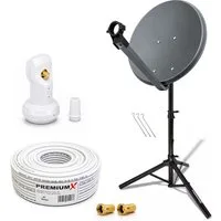 PremiumX Camping SAT Anlage 45cm Antenne Single LNB Stativ Kabel F-Stecker SAT-Antenne