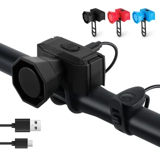 WEST BIKING 120dB Mini Bicycle Horn Type-C Charging 5 Modes Warning Waterproof Electric Bike Bell for MTB Riding Safety