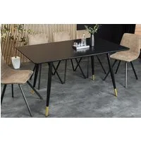 riess-ambiente Esstisch PARIS 120cm schwarz / gold - Eichenholz, mit Fußkappen, 4 Sitzplätze (Einzelartikel, 1-St), Retro-Küchentisch - ideal für Wohn-, Ess-, Arbeitszimmer und Küche