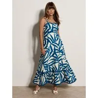 Apricot Maxikleid Langes, gemustertes Kleid mit Smockdetails