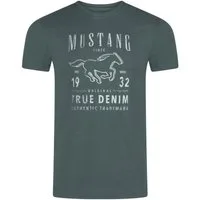 MUSTANG T-Shirt Herren Printshirt Regular Fit (1-tlg) Kurzarm Tee Shirt mit Rundhalsausschnitt aus 100% Baumwolle