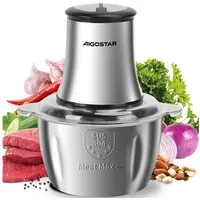 Aigostar Fleischwolf Zerkleinerer küche elektrisch, Multizerkleinerer für Fleisch, 500,00 W, 500W hohe Leistung, 2 Geschwindigkeiten, 4 Edelstahlklingen