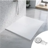 AQUABATOS Rechteckduschwanne Duschwanne 120x100 SMC Duschtasse Eckduschwanne Brausewanne, mit Ablaufgarnitur,weiß,Anti-Rutsch,Zuschneidbar,Steinoptik,superflach,bodenebene Montage,Rechteck