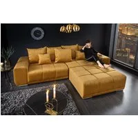 riess-ambiente Big-Sofa ELEGANCIA 285cm senfgelb, Einzelartikel 1 Teile, XXL Couch · Samt · mit Federkern · inkl. Kissen · Design