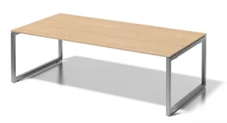 Cito Chefarbeitsplatz/Konferenztisch, 740 mm höhenfixes O-Gestell, H 19 x B 2400 x T 1200 mm, Dekor ahorn, Gestell silber