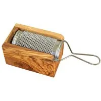 Olivenholz-erleben Käsereibe für Hartkäse und Muskat, aus Edelstahl mit Olivenholzbox, Edelstahl, Olivenholz, (Set, 2-St., Metallreibe Edelstahl mit Auffangbox aus Olivenholz), Metallreibe aus Edelstahl, Auffangbox aus Olivenholz, auch für Muskat