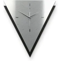 Kreative Feder Wanduhr Dreieckige 3D Designer-Wanduhr „Silver“ in modernem Metallic-Look (ohne Ticken, Funk- oder Quarzuhrwerk, elegant, außergewöhnlich, modern)