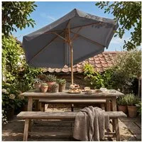 Sekey Balkonschirm Ø 200 cm Sonnenschirm Holzoptik Gartenschirm für Terrasse und Hof, LxB: 200,00x220,00 cm, Stabiler Sonnenschirm knickbar, UV Schutz 50+