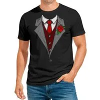 MoonWorks Print-Shirt Herren T-Shirt Anzug Schlips Krawatte Aufdruck Kostümidee Fasching mit Print