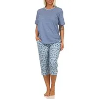 Normann Pyjama Damen Capri Schlafanzug mit Spitzenbesatz - auch in Übergrößen