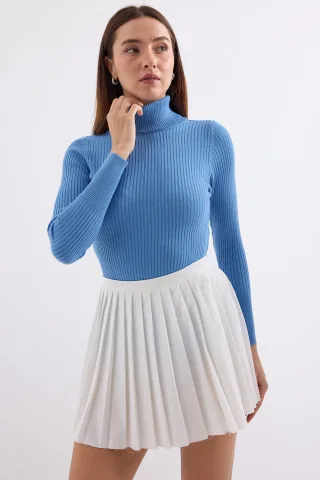 Strukturiertes Langarmshirt mit Rollkragen