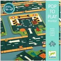 DJECO Puzzle Straßen - 21 Teile Bodenpuzzle für Kinder, 21 Puzzleteile, Bodenpuzzle
