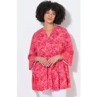 Angel of Style Longbluse Bluse A-Linie Blumen-Muster 3/4-Ärmel Volants