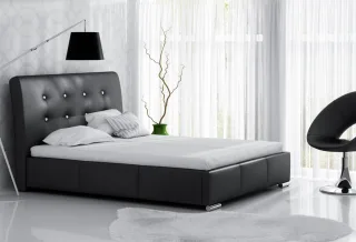 Polsterbett Bett Doppelbett RENE Kunstleder Schwarz 180x200cm